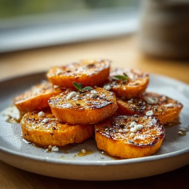 Savory roasted sweet potato rounds on a baking sheet, ready to serve.