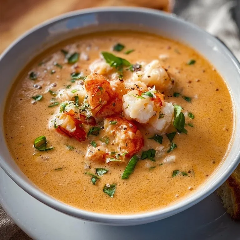 Delicious shrimp and crab seafood bisque served in a bowl