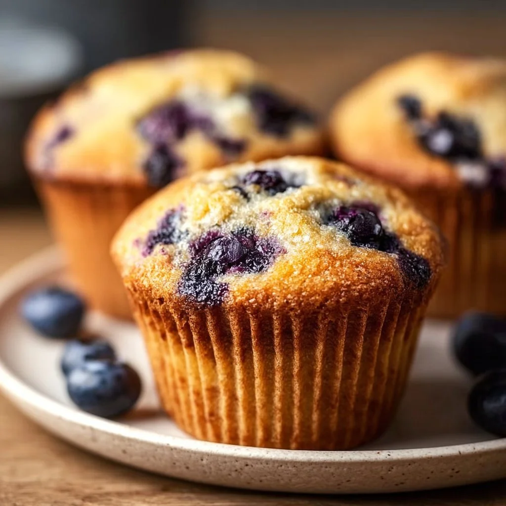 Delicious skinny blueberry muffins baked to perfection