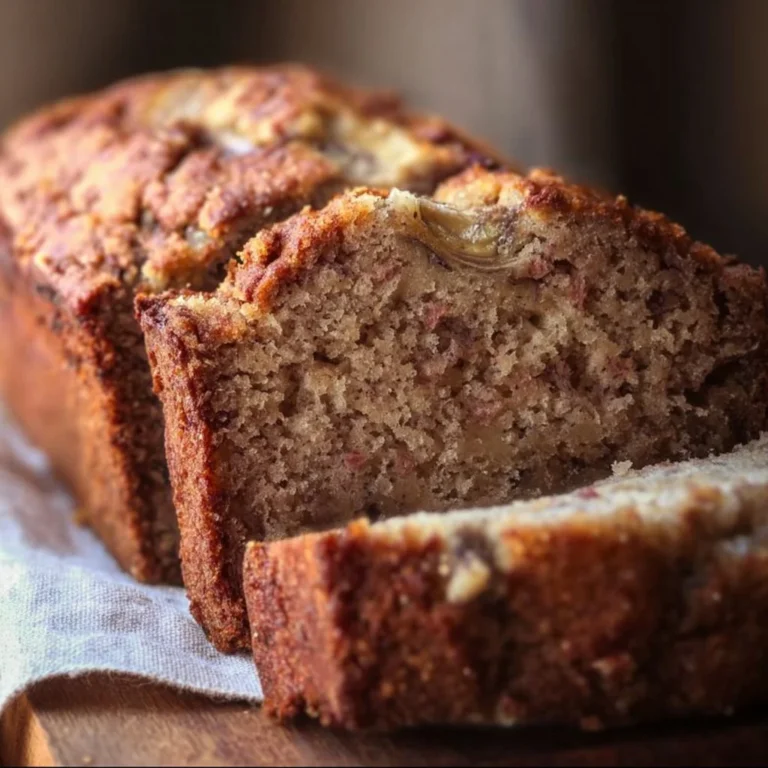 Freshly baked sourdough banana bread with a golden crust and moist interior