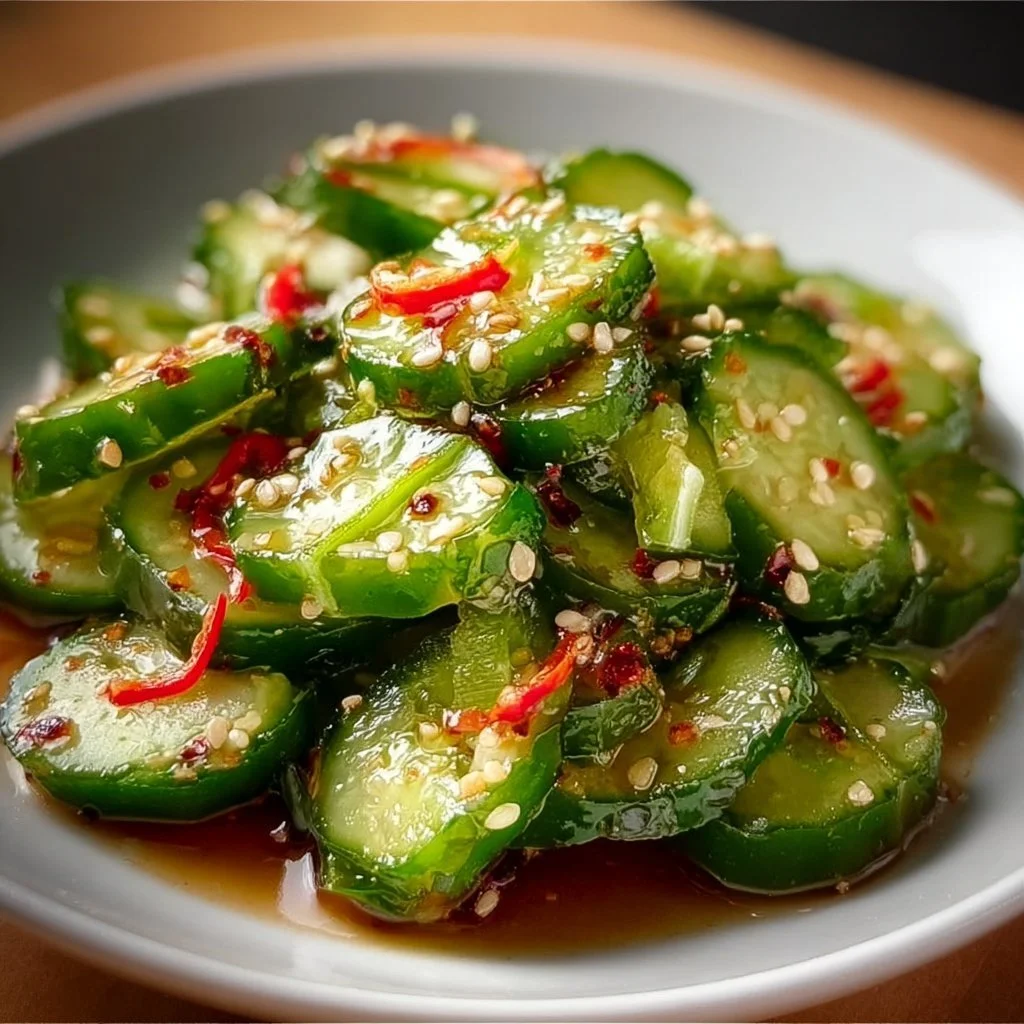Spicy Cucumber Salad with fresh ingredients and vibrant colors