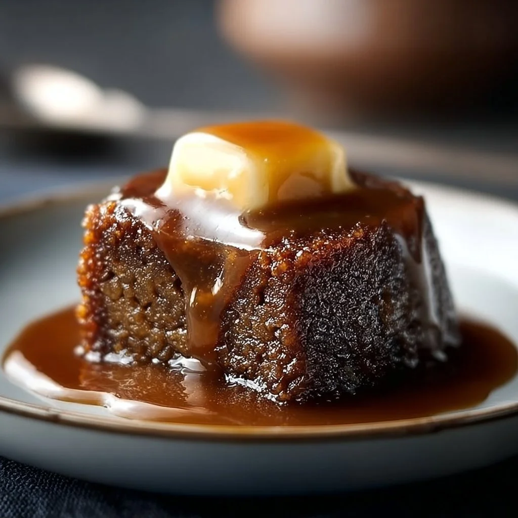 Deliciously moist Sticky Toffee Pudding served with caramel sauce.