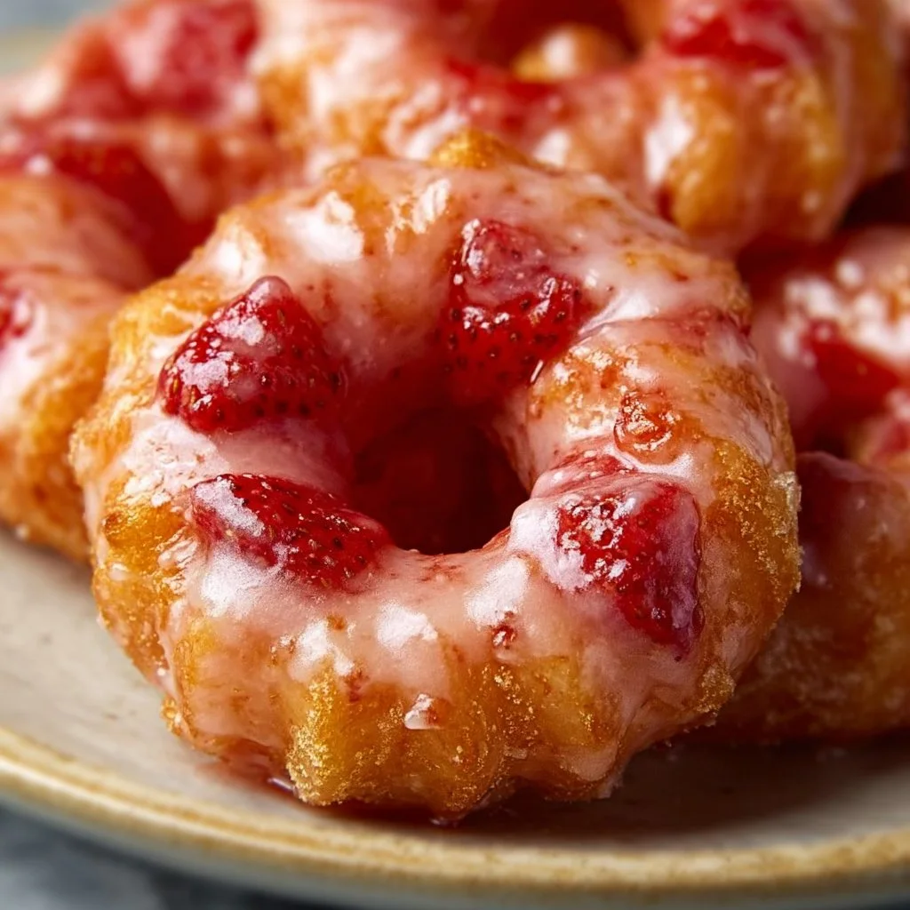 Strawberry Glazed Crullers