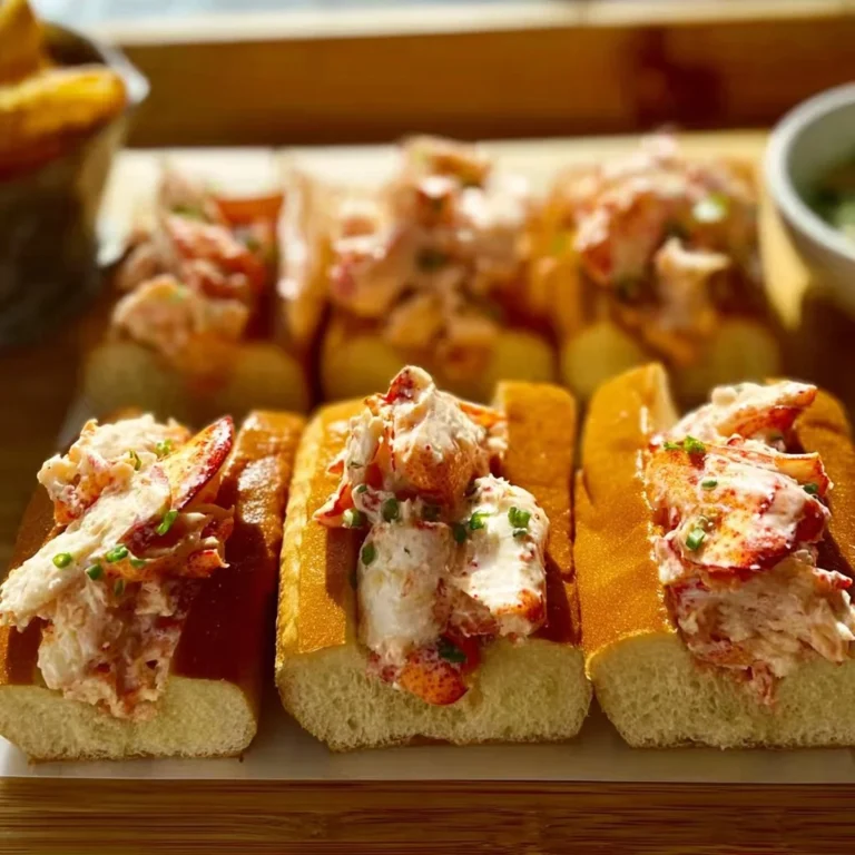 Delicious lobster rolls served on a rustic wooden table