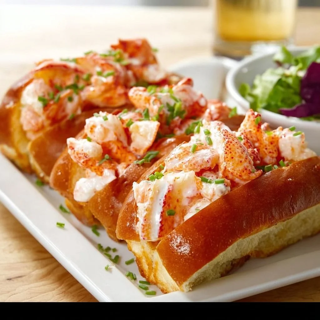 Delicious homemade prawn lobster rolls served on a platter