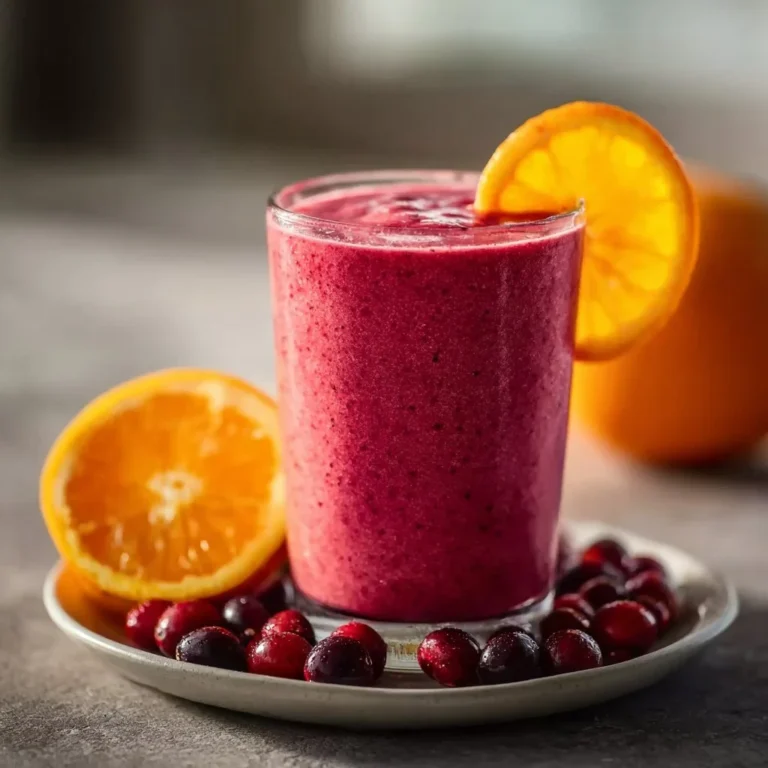 Delicious Vitamin C Booster Cranberry Orange Smoothie with fresh ingredients