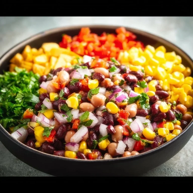 Delicious Cowboy Caviar salad in a colorful bowl with fresh ingredients.