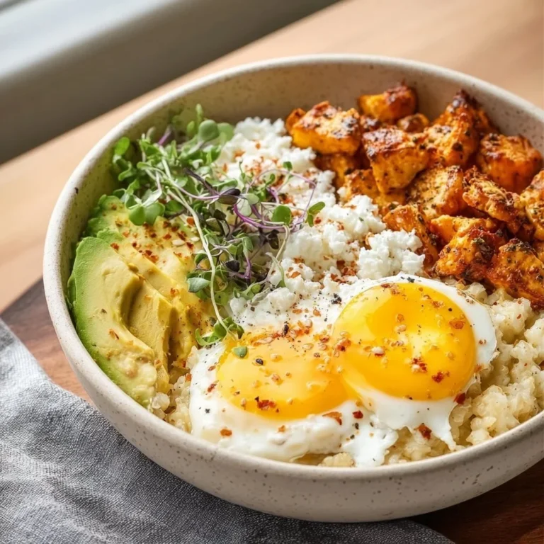 High-protein breakfast bowl filled with healthy ingredients