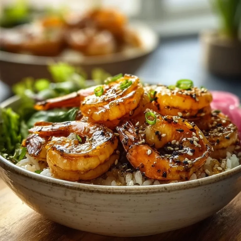 Honey garlic shrimp bowls with fresh vegetables and rice for a flavorful meal