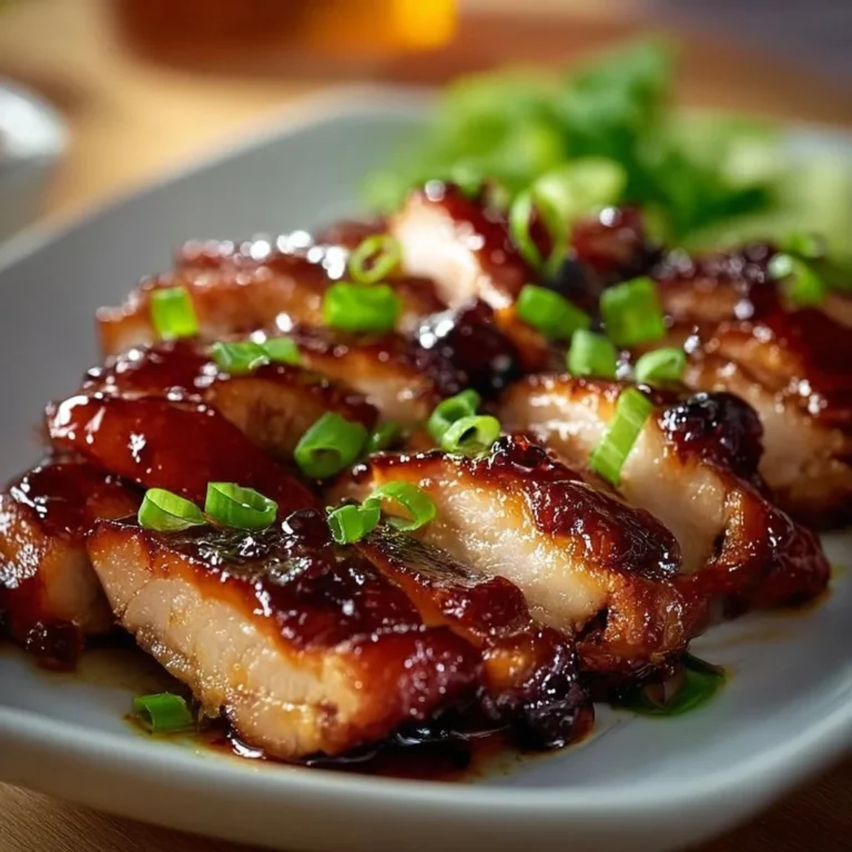 Juicy and tender Char Siu Chicken served with colorful vegetables