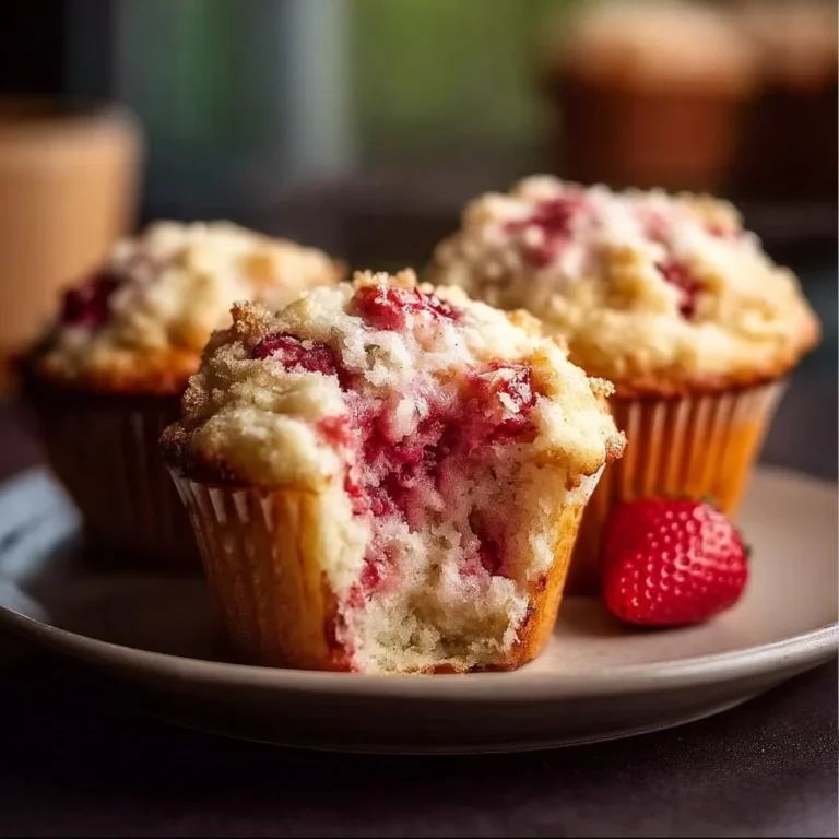 Freshly baked strawberry cream cheese muffins on a cooling rack